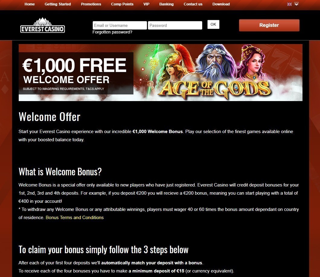 Bonos del casino en línea Everest
