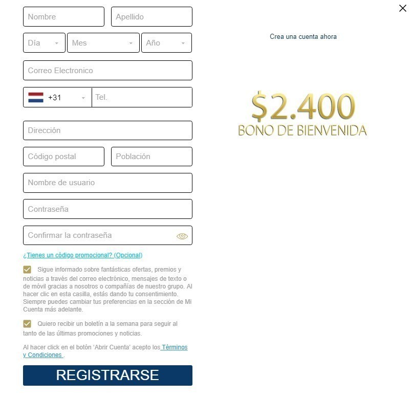 Registro y recarga de la cuenta