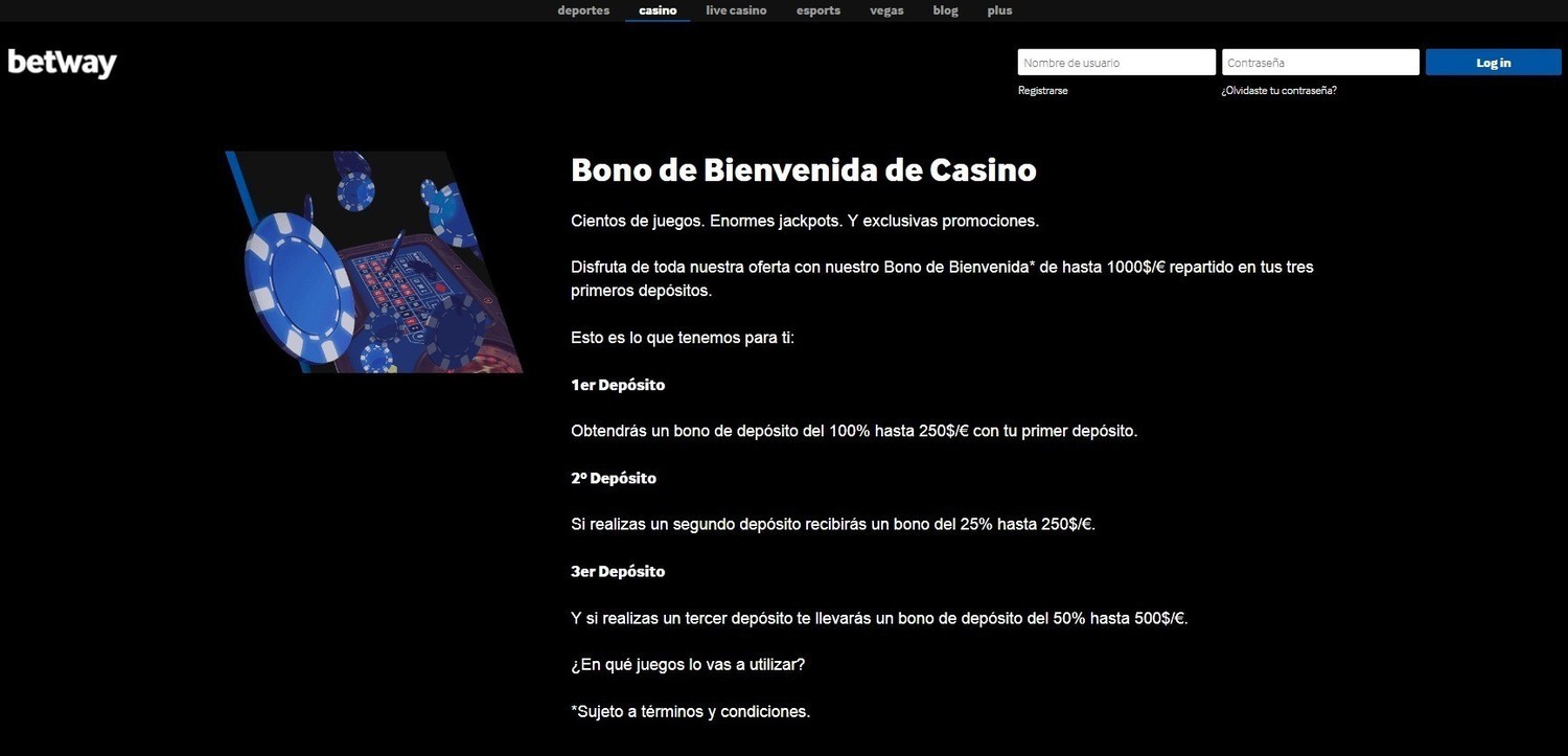 Promociones y bonos Casino Betway