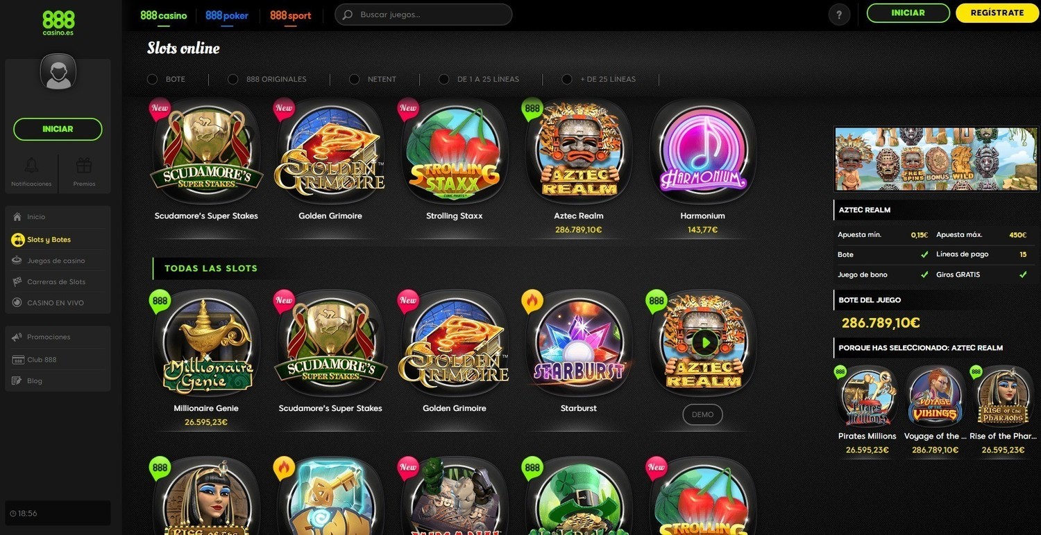 Juegos y software Casino 888